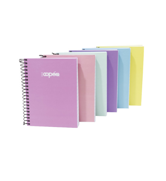 Libreta Espiral Tapa Dura, Tam. 4" x 5.5", 1 Materia, 96 hojas (192 pág.), Hojas Rayadas, Colores Pastel Surtidos